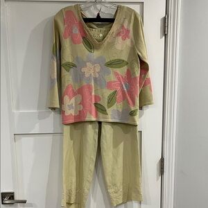 Sigrid Olsen Sport Embellished Knit Top and Pant Set Size 8